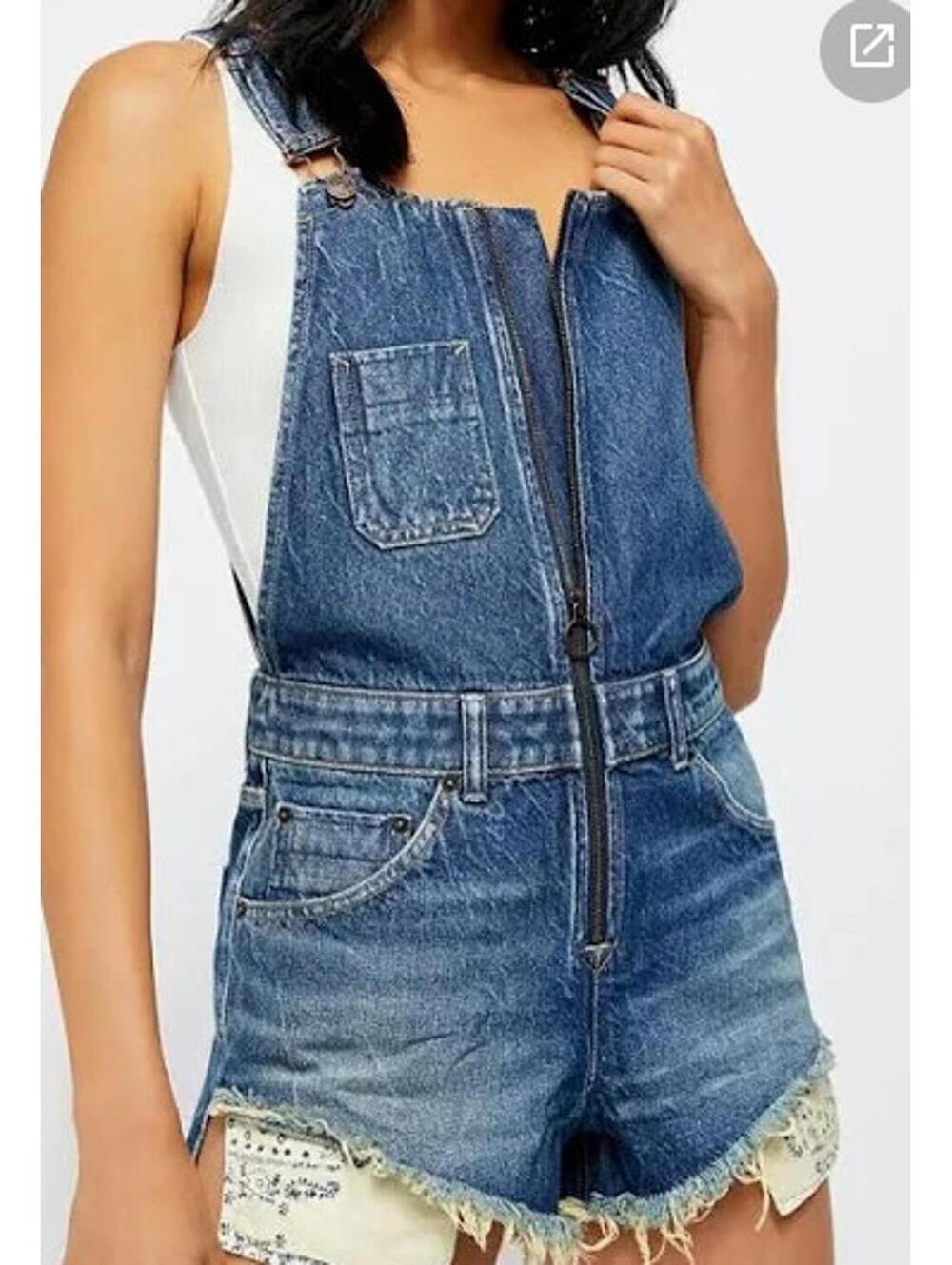Free People jeans overall shorts‎ size 2 new without tags